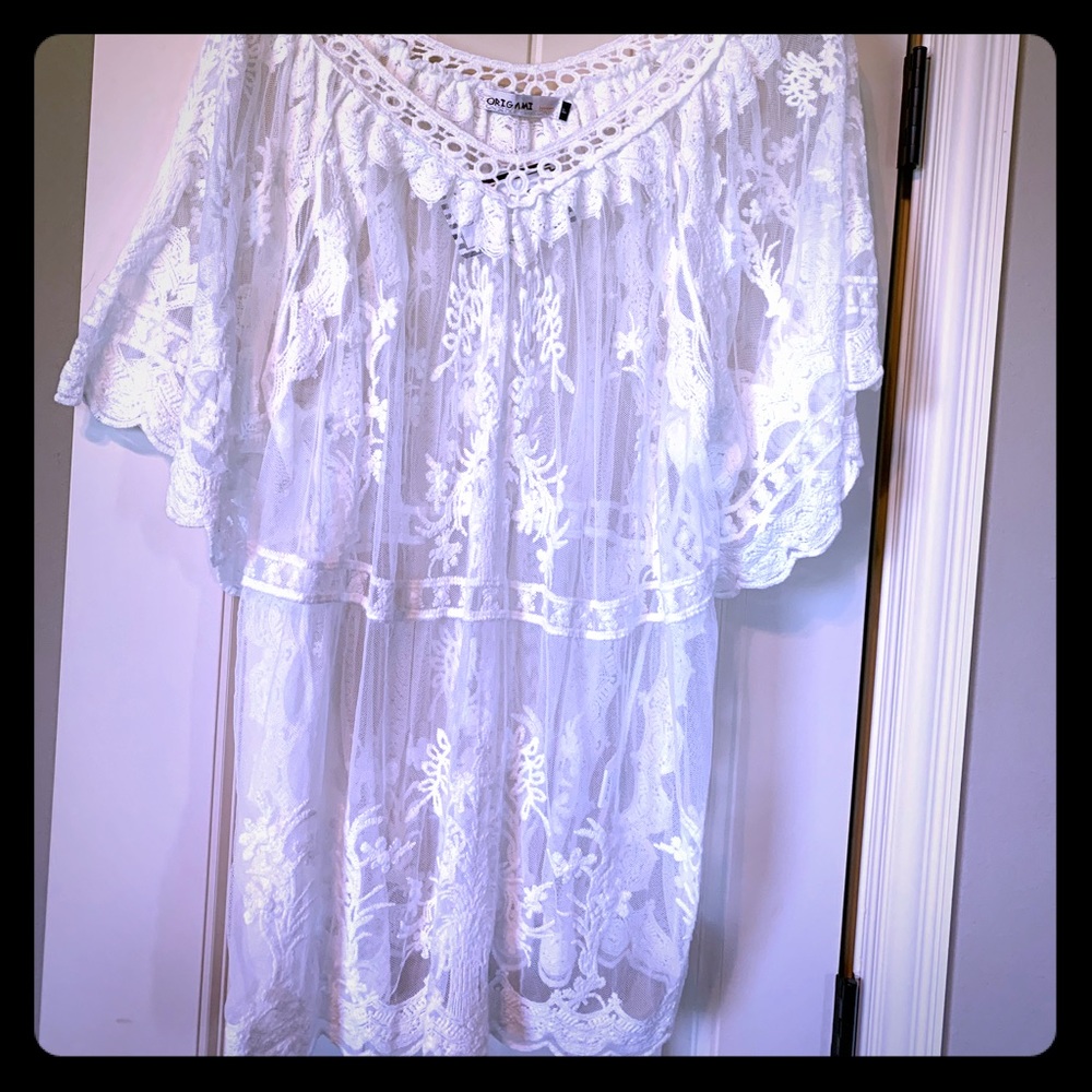 Tee For The Soul White lace with crochet trim